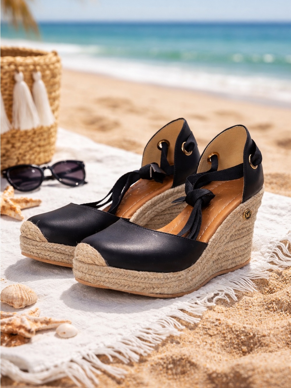 Othr Black and Tan Espadrille Wedges